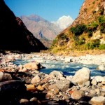 view of Annapurna Mountains from lower valleys