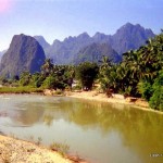 Limestone karst mountains near Vang Veng, Laos