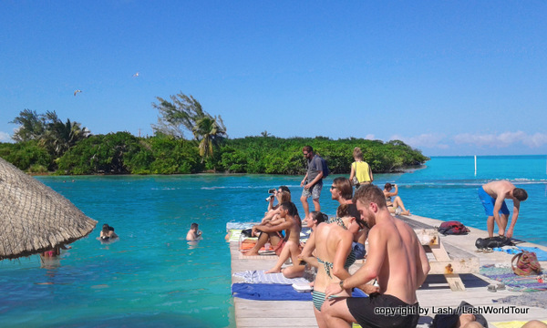 bathers at The Split - Caye Caulker