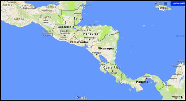 Central America map w Nicaragua