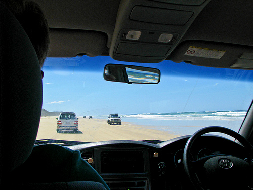 driving Fraser Island