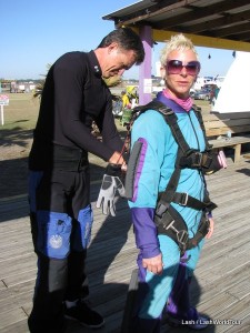 Lash getting ready to sky dive