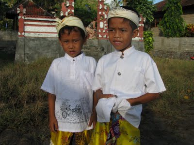  Balinese boys- Hindu temple ceremony- Bali 