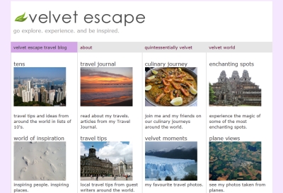 travel interview- Velvet Escape home page