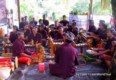 gamelan orchestra at a funeral in central Bali 