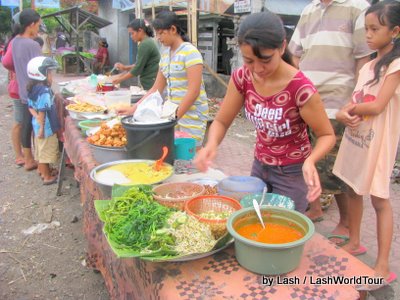 Balinese foods on sale at small local evening market