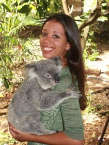 travel interview- Jasmine holding a koala in Brisbane, Australia