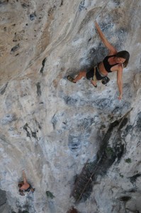 Nina rock climbing at Tonsai, Krabi, Thailand