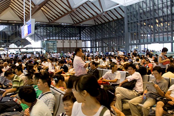 crowded train station -China