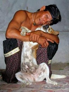 Bali man and dog