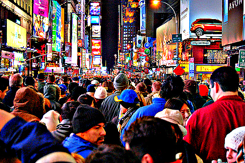 new years eve in new york city - New Years Eve crowd at Times Square - NYC