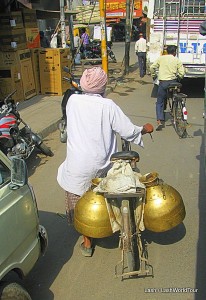 milk carrying bicycle in Amritsar India