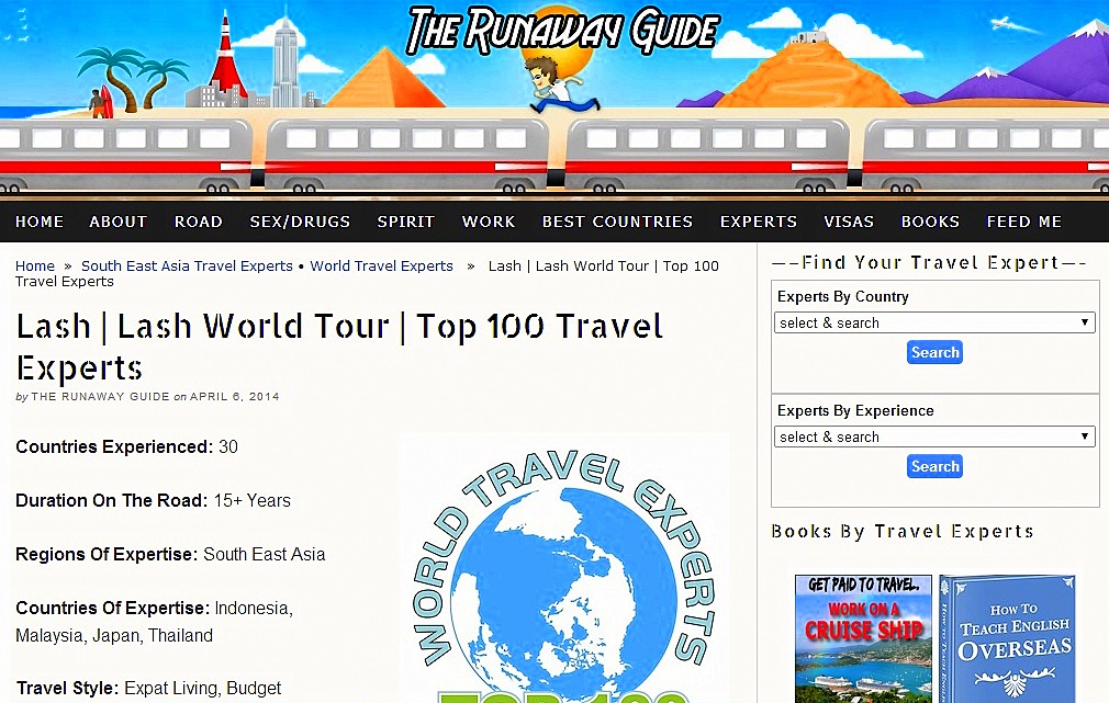Top 100 Travel Experts list - Runaway Guide