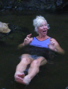 Lash soaking in hot springs - Taupo