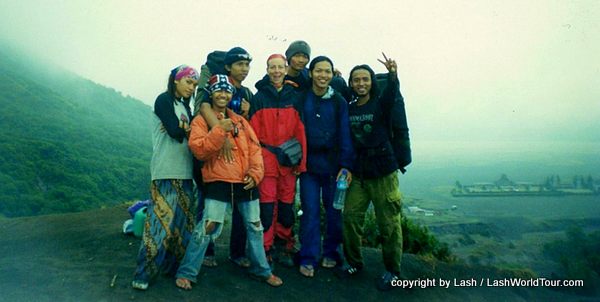 LashWorldTour trekking at Mt Bromo, Java, Indonesia with Javanese hikers