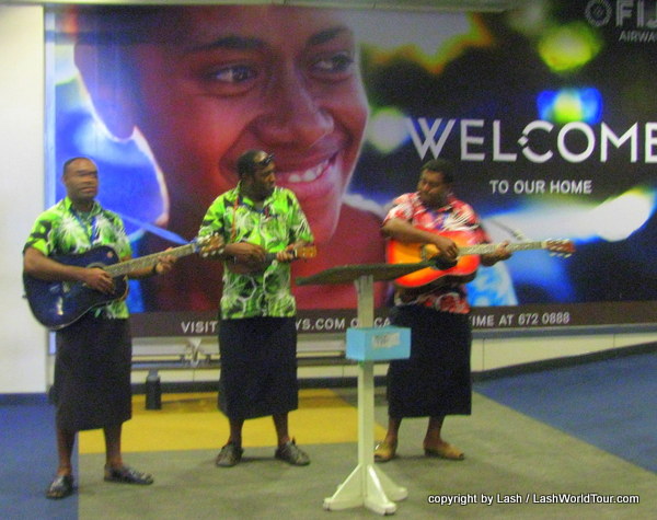live music welcome at Fiji International Airport 