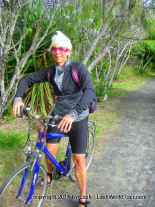 LashWorldTour cut costs to travel around australia by cycling at Sunshine Coast