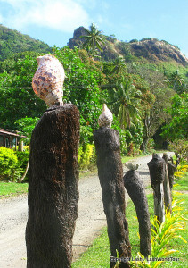charming road side posts on photos of Ovalau Island Fiji