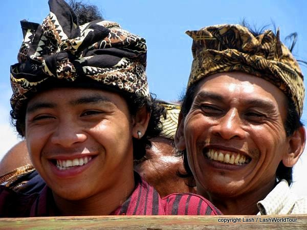 Rural Balinese men attending a ceremony