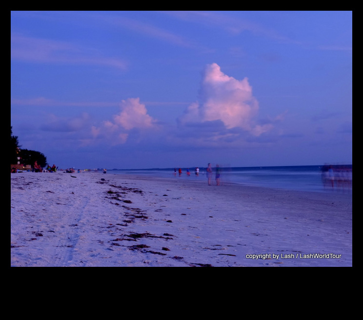 twilight at Sunset Beach - people in motion walking - Copy