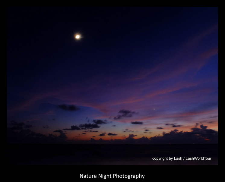 Moon with sunset - Sunset Beach