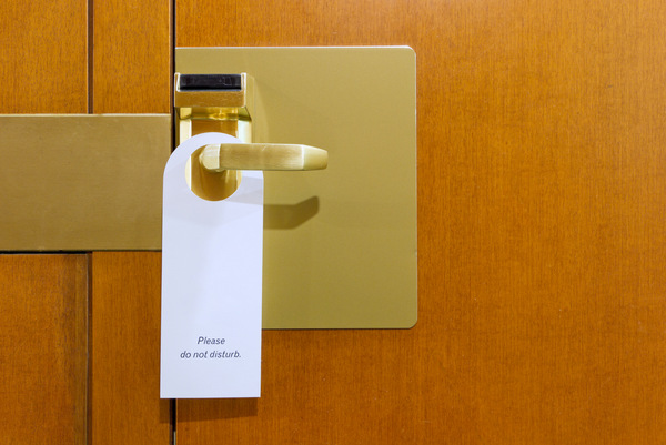 Do not disturb sign at hotel