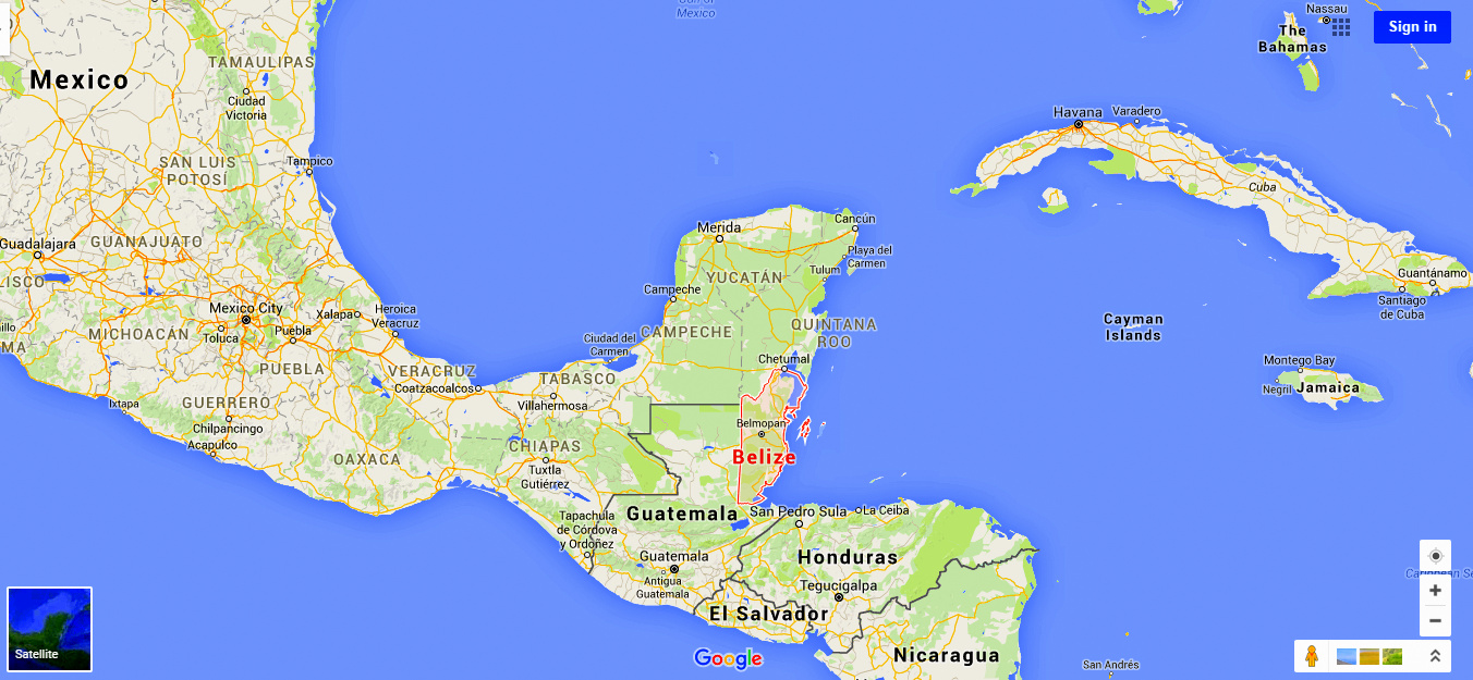 Belize map - by Google
