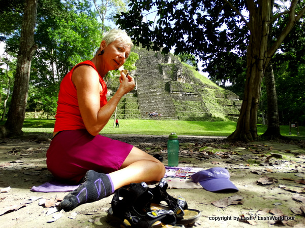 picnic at Tikal Mayan ruins - Guatemala