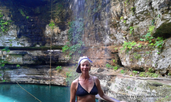 LashWorldTour at waterfall cenote - Yucatan - Mexico