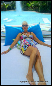 Lash at day bed at pool - Grand Oasis Resort - Tulum