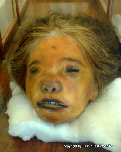 shrunken head at a PUebla Museum