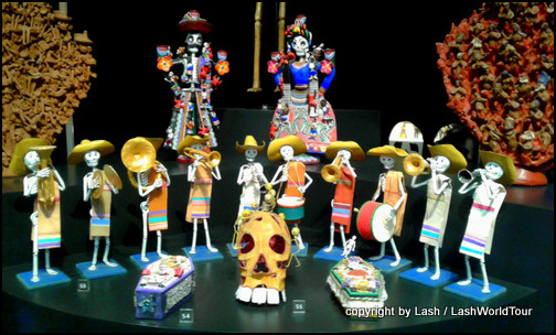 display of skeleton figurines in Museo del Arte Popular