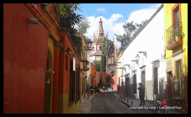 cobble-stone street in San Miguel de Allende - Mexico