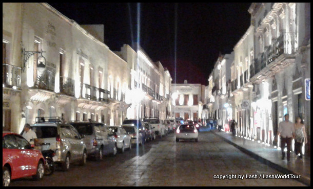 Zacatecas main street illuminated at night