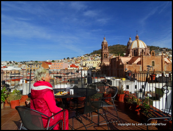 enjoying morning views of cathedral and town in Zacatecas - Mexico. 
