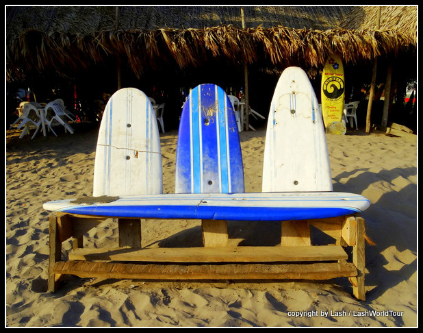 surfboard bench on the sand - San Blas