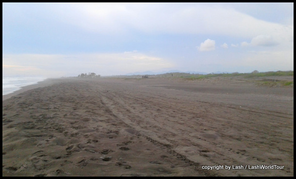 volcanic grey sand beach at Cuyutlan Mexico