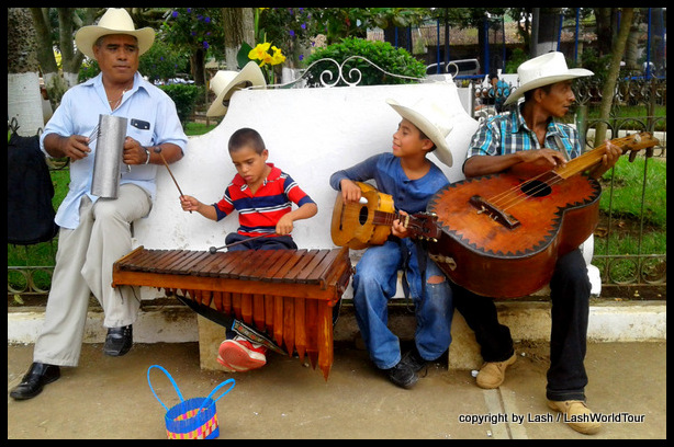 Salvadorean musicians playing in Ataco - El Salvador