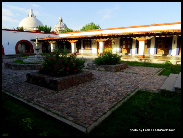 small courtyard garden at the main plaza - Magdalena de Kino - Sonora - Mexico