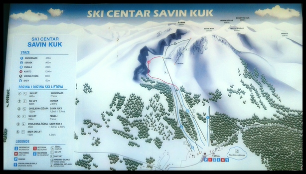 Savin Kuk Ski Center sign