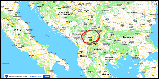 Balkans  map with Kosovo