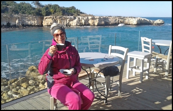 sipping espresso in Cyprus in January 2020