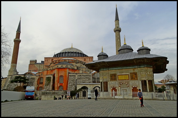 Hagia Sofia - a historic marble drinking fountain - entrance to Topkapi Palace - all in Sultanahmet