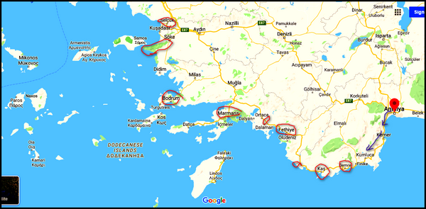 Coast from Antalya to Kusadasi