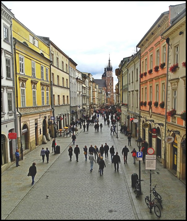 pedestrian-only road in historic Krakow - Poland